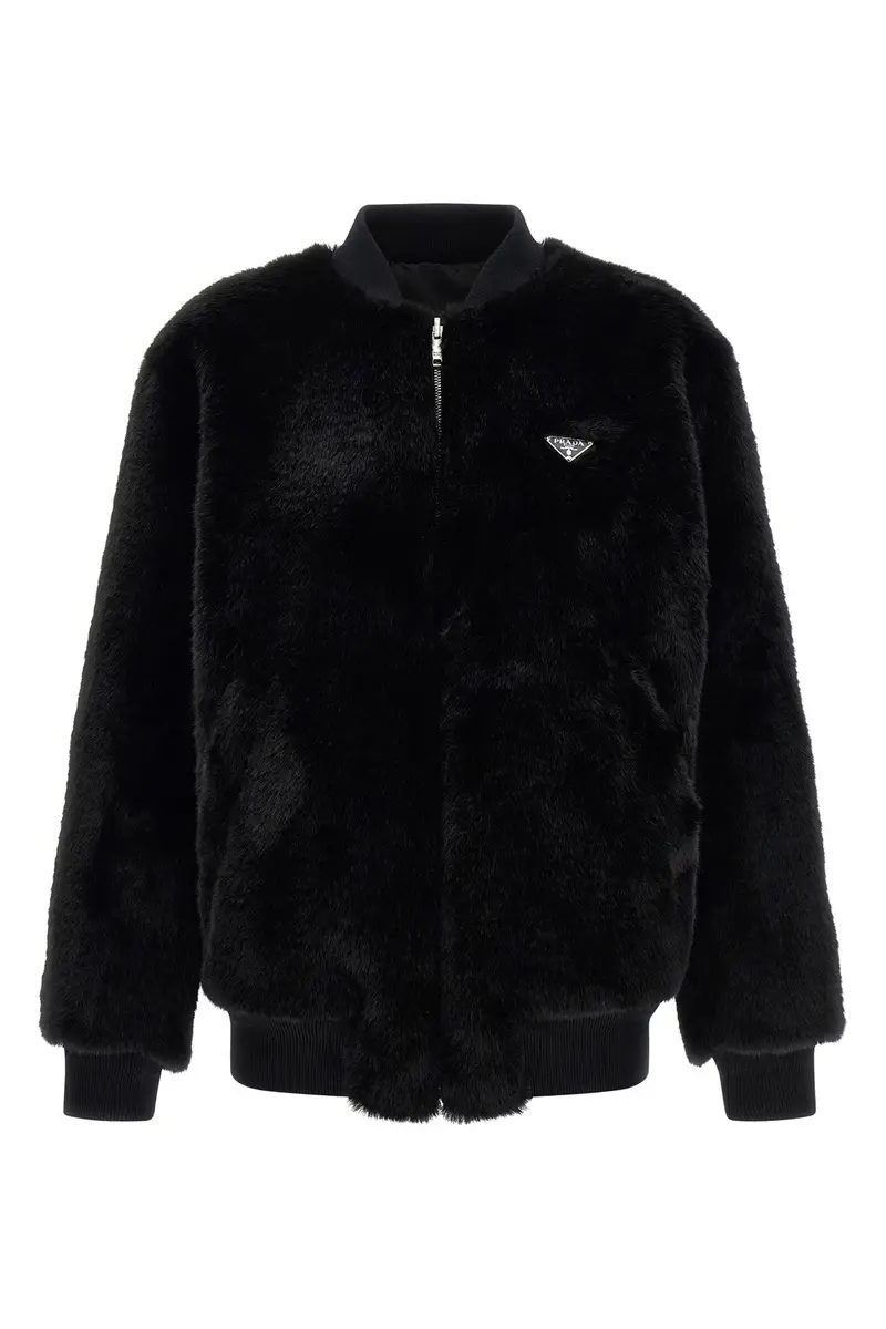 Bomber Reversibile Ecopelliccia E Re-Nylon Nero