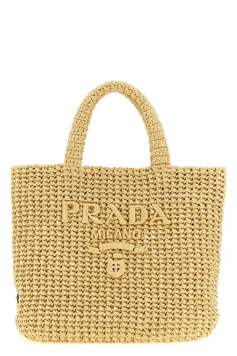 Borsa A Mano Rafia Beige