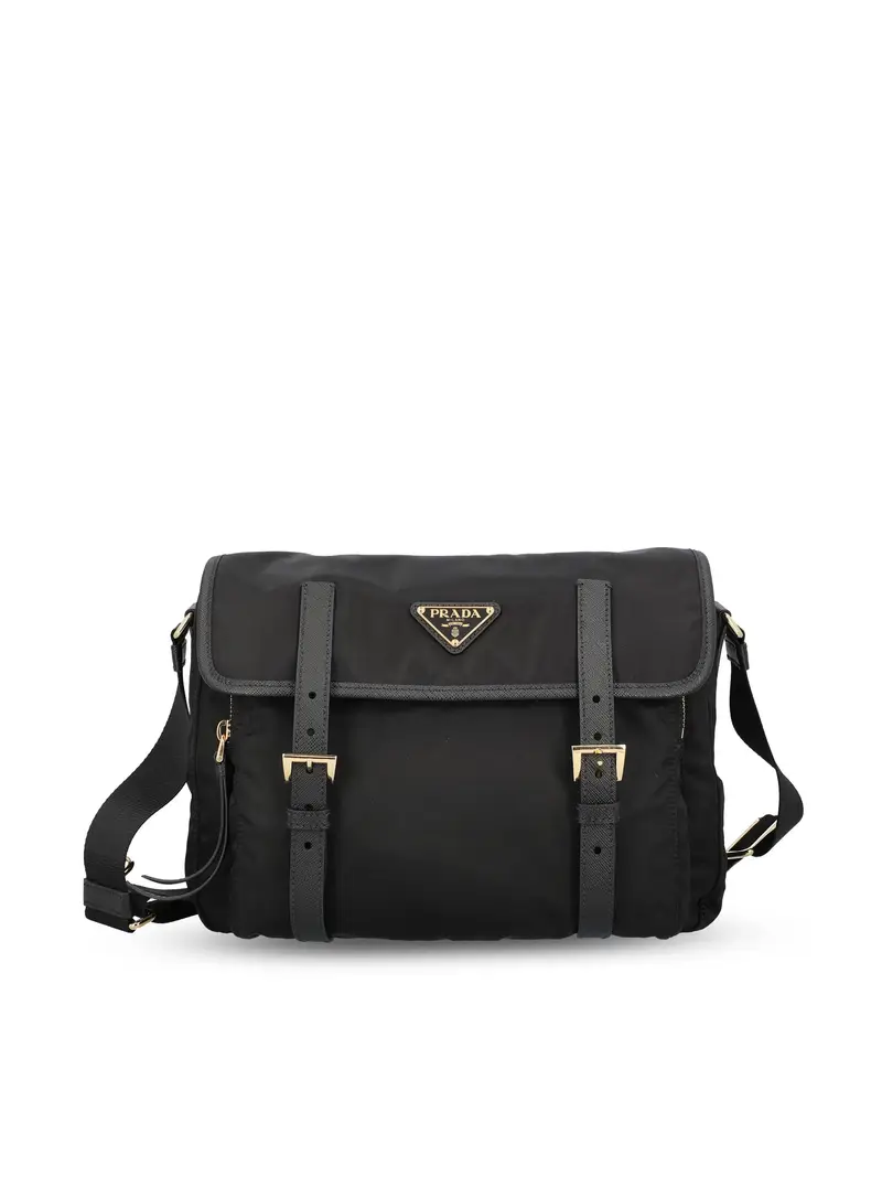Borsa Messenger In Re-Nylon NERO
