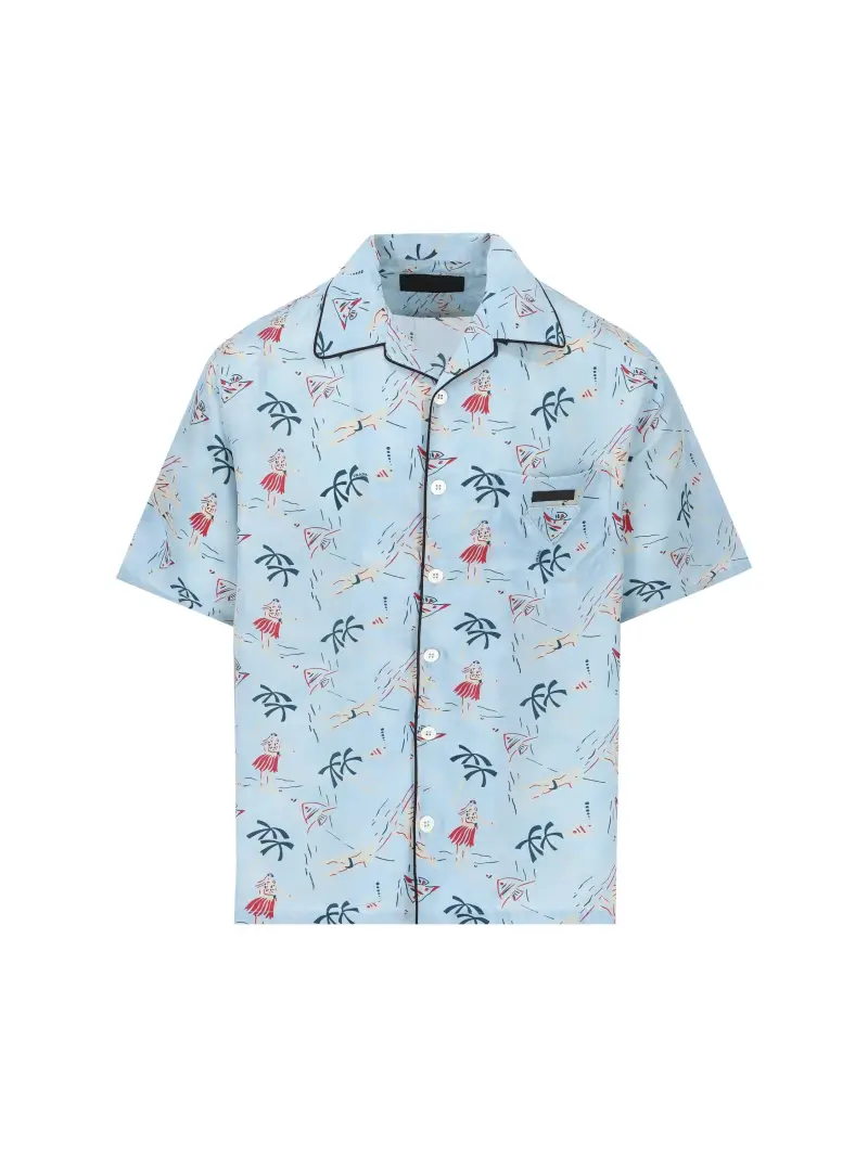 Camicia Bowling Stampata AZZURRO