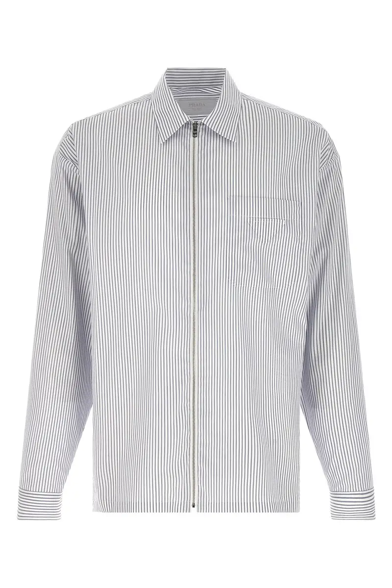 Camicia Righe Zip Blu