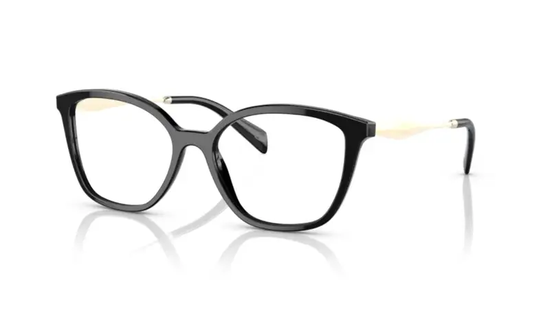 Prada Donna PR 02ZV  1AB1O1 Montature da vista Acetato Nero Trasparente Farfalla Normale