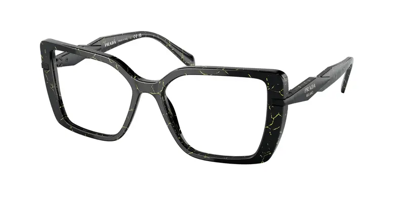 Prada Donna PR 03ZV  19D1O1 Montature da vista Acetato Nero Trasparente Pillow Normale