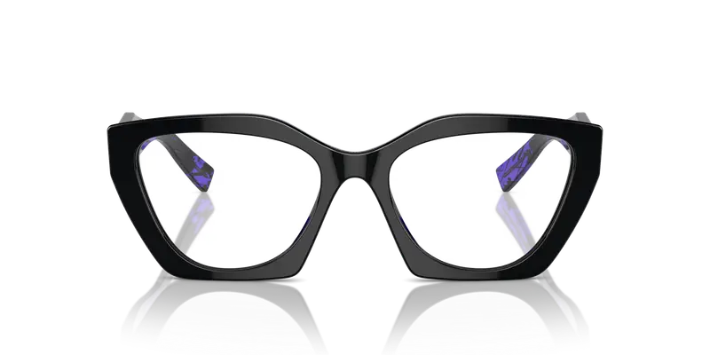 Prada Donna PR 09YV 19S1O1 Montature da vista Acetato Nero Trasparente Geometrica Normale miniatura 2