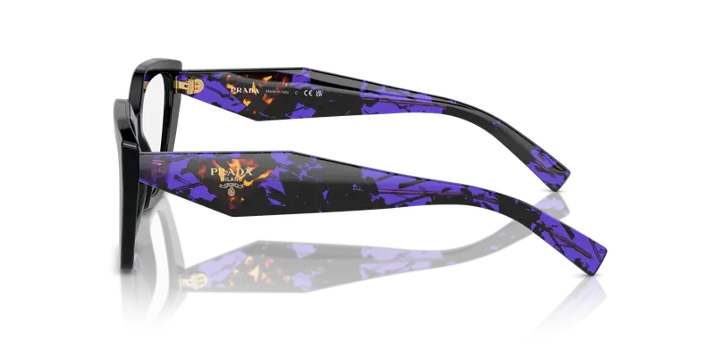 Prada Donna PR 09YV 19S1O1 Montature da vista Acetato Nero Trasparente Geometrica Normale miniatura 3