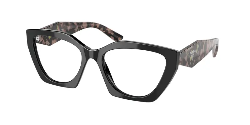 Prada Donna PR 09YV  21B1O1 Montature da vista Acetato Nero Trasparente Geometrica Normale
