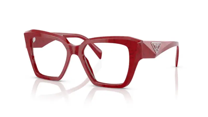 Prada Donna PR 09ZV 15D1O1 Montature da vista Acetato Rosso Squadrata