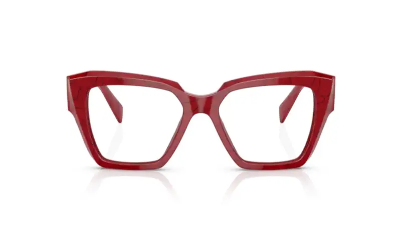 Prada Donna PR 09ZV 15D1O1 Montature da vista Acetato Rosso Squadrata miniatura 3