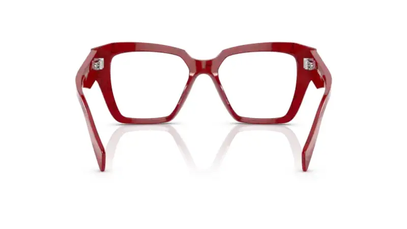 Prada Donna PR 09ZV 15D1O1 Montature da vista Acetato Rosso Trasparente Squadrata Normale miniatura 2