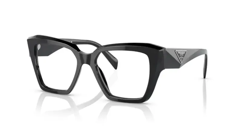 Prada Donna PR 09ZV  1AB1O1 Montature da vista Acetato Nero Trasparente Squadrata Normale