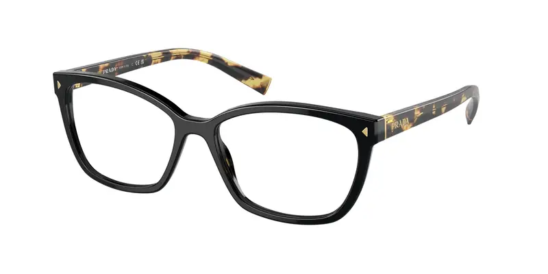 Prada Donna PR 15ZV  3891O1 Montature da vista Acetato Nero Trasparente Squadrata Normale