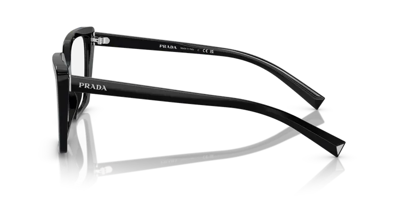 Prada Donna PR 16ZV 1AB1O1 Montature da vista Acetato Nero Trasparente Squadrata Normale miniatura 3