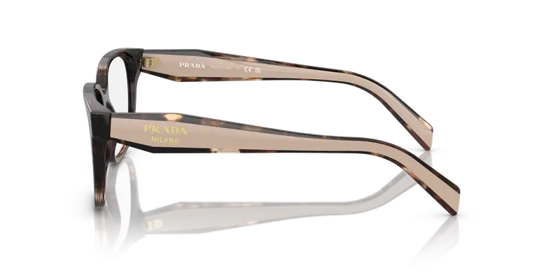 Prada Donna PR 17ZV 07R1O1 Montature da vista Acetato Marrone Trasparente Squadrata Normale miniatura 3