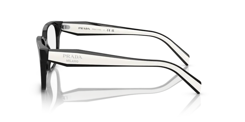 Prada Donna PR 17ZV 1AB1O1 Montature da vista Acetato Nero Trasparente Squadrata Normale miniatura 3