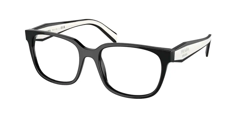 Prada Donna PR 17ZV  1AB1O1 Montature da vista Acetato Nero Trasparente Squadrata Normale