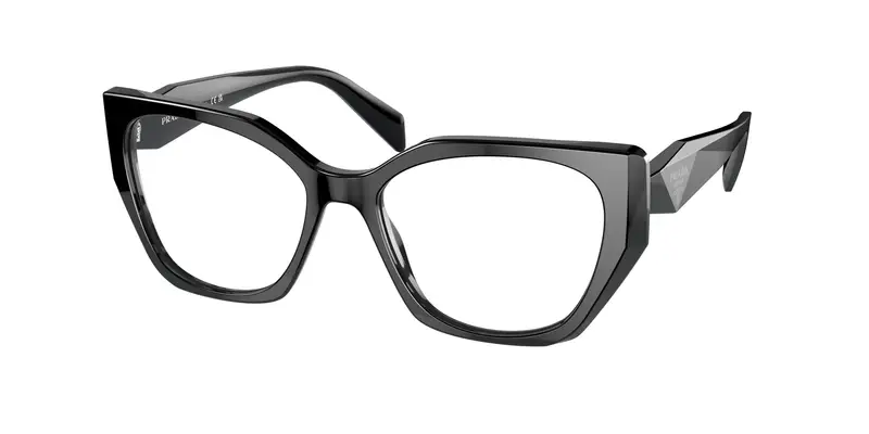 Prada Donna PR 18WV  1AB1O1 Montature da vista Acetato Nero Trasparente Geometrica Normale