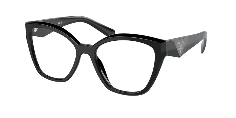 Prada Donna PR 20ZV  16K1O1 Montature da vista Acetato Nero Trasparente Geometrica Normale