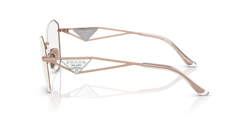 Prada Donna PR 52ZV SVF1O1 Montature da vista Acciaio Rosa Trasparente Geometrica Normale miniatura 3