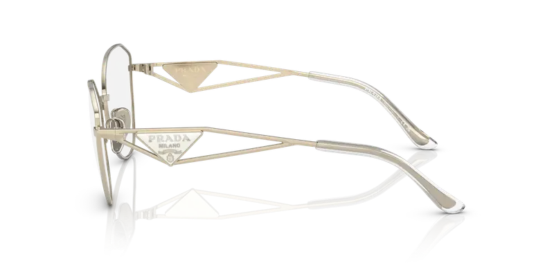 Prada Donna PR 52ZV ZVN1O1 Montature da vista Acciaio Oro Trasparente Geometrica Normale miniatura 3