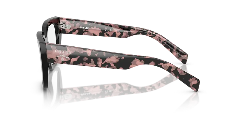 Prada Donna PR A03V 13P1O1 Montature da vista Acetato Nero Trasparente Geometrica Normale miniatura 3