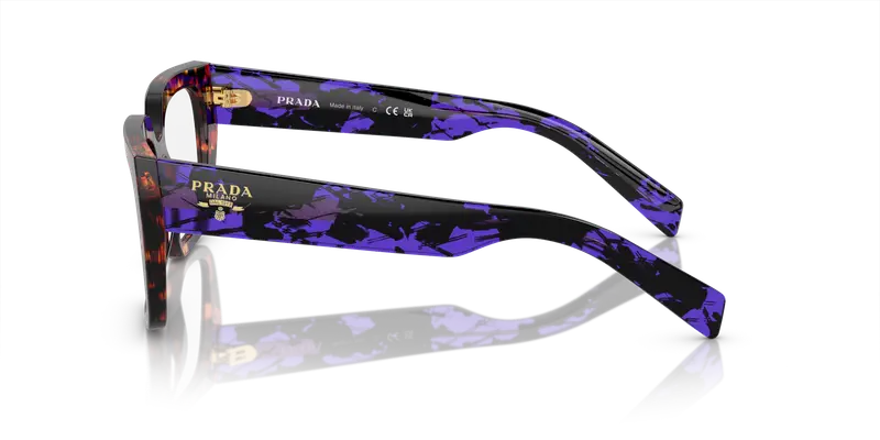 Prada Donna PR A03V 14O1O1 Montature da vista Acetato Marrone Trasparente Geometrica Normale miniatura 3