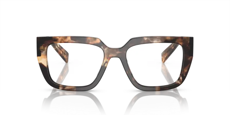 Prada Donna PR A03V 14P1O1 Montature da vista Acetato Marrone Trasparente Geometrica Normale miniatura 2