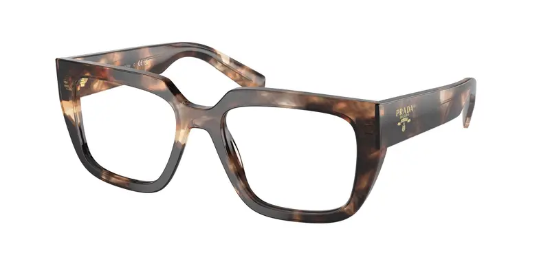 Prada Donna PR A03V  14P1O1 Montature da vista Acetato Marrone Trasparente Geometrica Normale
