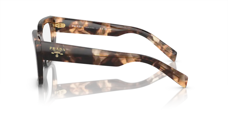 Prada Donna PR A03V 14P1O1 Montature da vista Acetato Marrone Trasparente Geometrica Normale miniatura 3