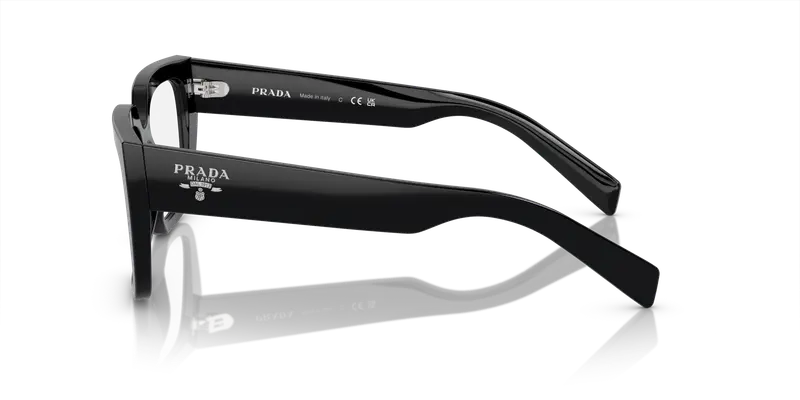 Prada Donna PR A03V 16K1O1 Montature da vista Acetato Nero Trasparente Geometrica Normale miniatura 3