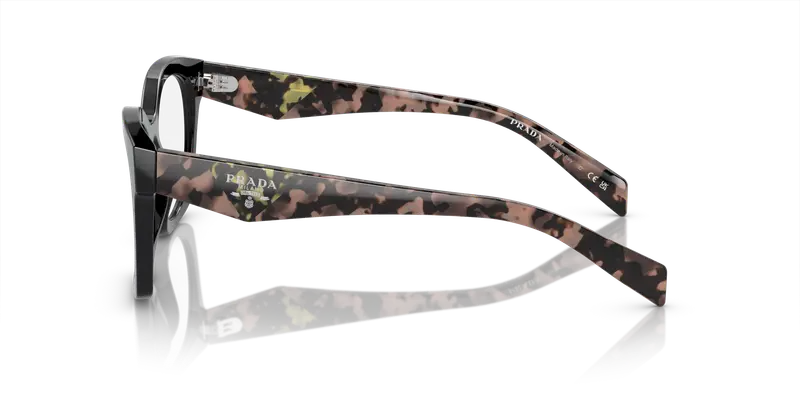 Prada Donna PR A05V 13P1O1 Montature da vista Acetato Nero Trasparente Geometrica Normale miniatura 3