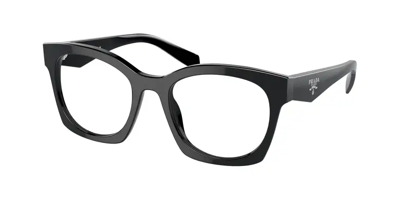Prada Donna PR A05V  16K1O1 Montature da vista Acetato Nero Trasparente Geometrica Normale