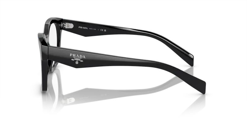 Prada Donna PR A05V 16K1O1 Montature da vista Acetato Nero Trasparente Geometrica Normale miniatura 3