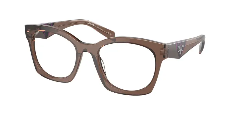 Prada Donna PR A05V  17O1O1 Montature da vista Acetato Marrone Trasparente Geometrica Normale