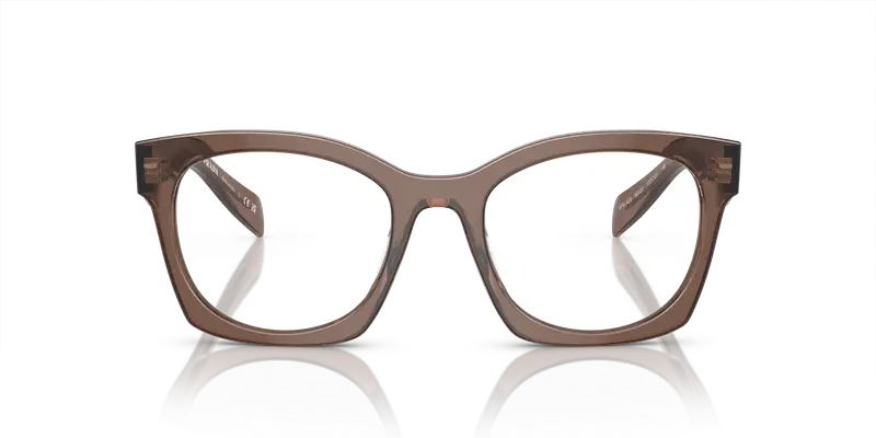 Prada Donna PR A05V 17O1O1 Montature da vista Acetato Marrone Trasparente Geometrica Normale miniatura 2