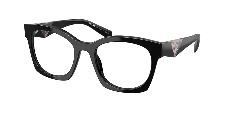 Prada Donna PR A05V  27A1O1 Montature da vista Acetato Nero Trasparente Geometrica Normale