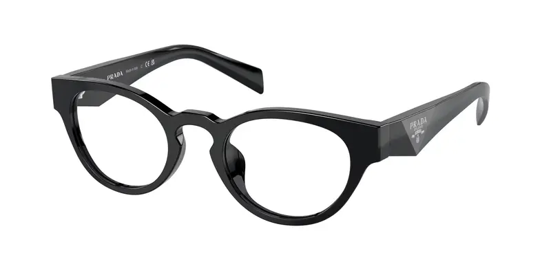 Prada Donna PR A11VD  16K1O1 Montature da vista Acetato Nero Trasparente Rotonda Normale