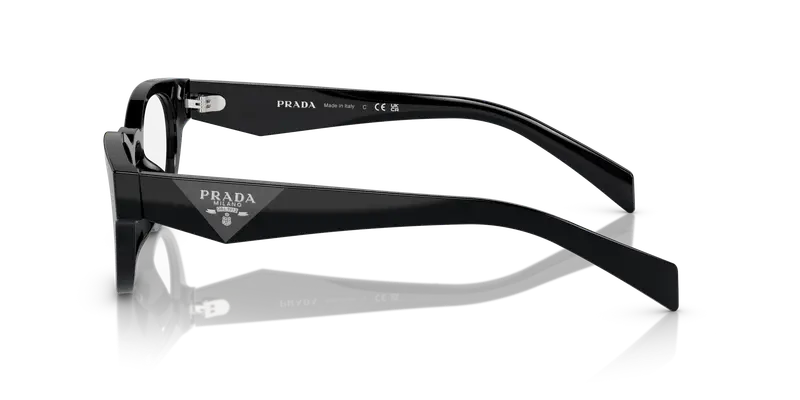 Prada Donna PR A11VD 16K1O1 Montature da vista Acetato Nero Trasparente Rotonda Normale miniatura 3