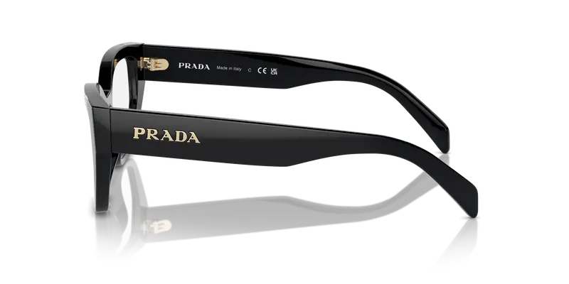 Prada Donna PR A16V 16K1O1 Montature da vista Acetato Nero Trasparente Geometrica Normale miniatura 3