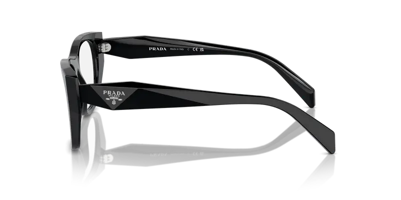 Prada Donna PR A18V 16K1O1 Montature da vista Acetato Nero Trasparente Geometrica Normale miniatura 3