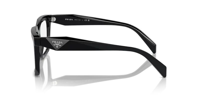 Prada Donna PR A19V 16K1O1 Montature da vista Acetato Nero Trasparente Squadrata Normale miniatura 3