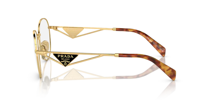 Prada Donna PR A50V 5AK1O1 Montature da vista Metallo Oro Trasparente Rotonda Normale miniatura 3