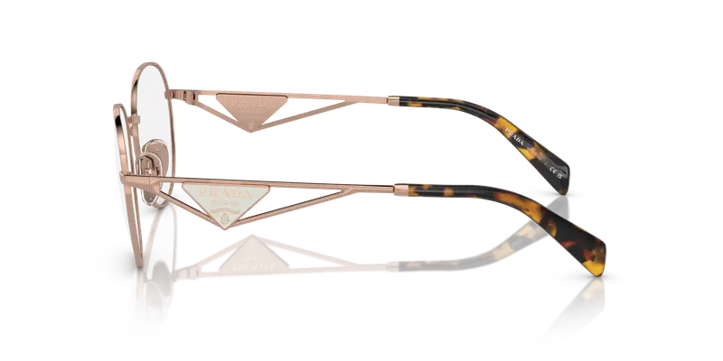 Prada Donna PR A50V SVF1O1 Montature da vista Metallo Oro Trasparente Rotonda Normale miniatura 3