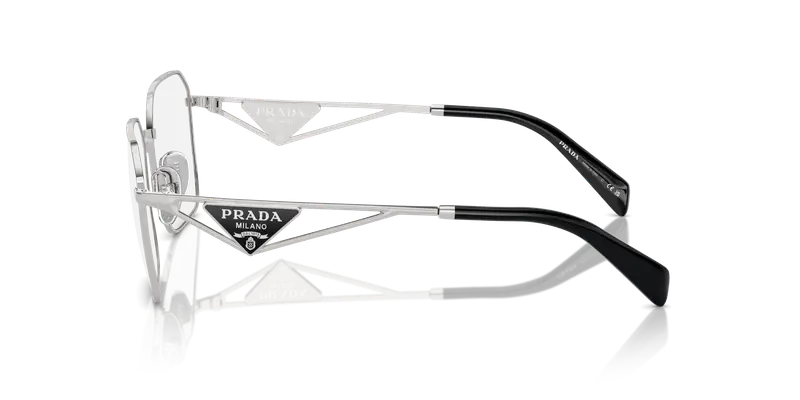 Prada Donna PR A51V 1BC1O1 Montature da vista Acciaio Argento Trasparente Geometrica Normale miniatura 3
