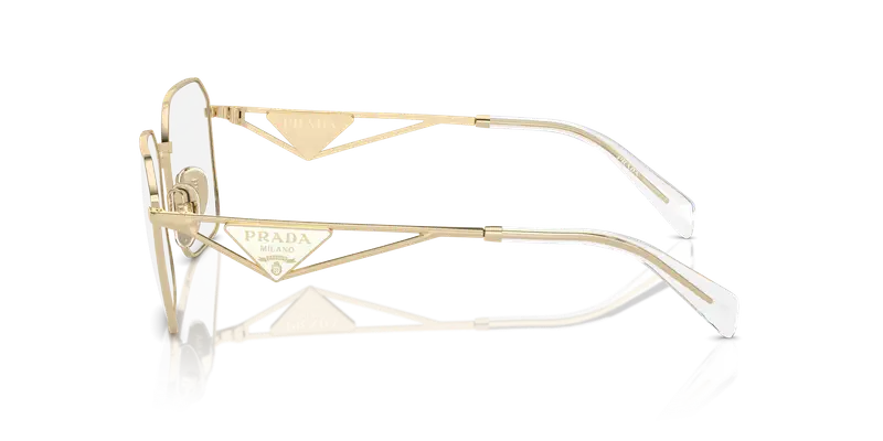 Prada Donna PR A51V ZVN1O1 Montature da vista Acciaio Oro Trasparente Geometrica Normale miniatura 3