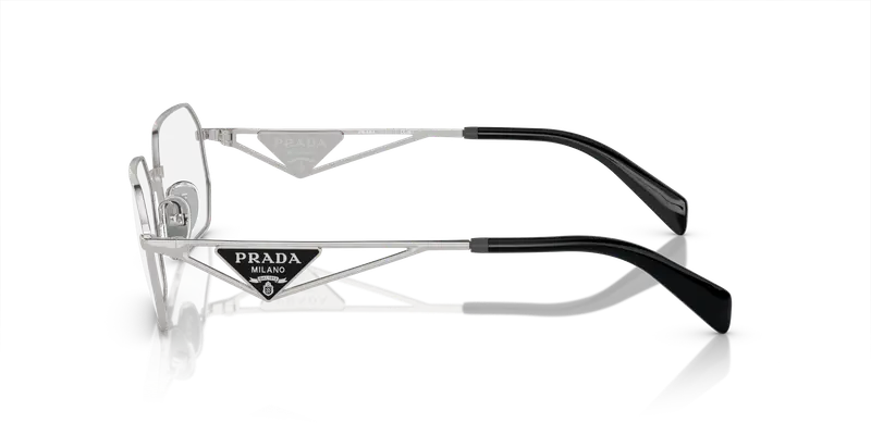 Prada Donna PR A53V 1BC1O1 Montature da vista Acciaio Argento Trasparente Geometrica Normale miniatura 3