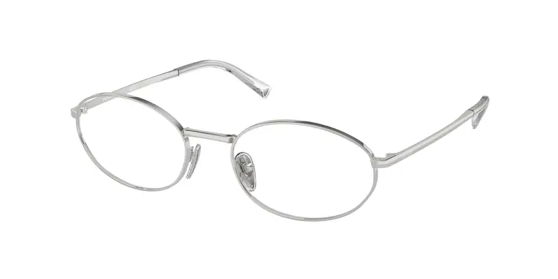 Prada Donna PR A57V  1BC1O1 Montature da vista Metallo Argento Trasparente Rotonda Normale