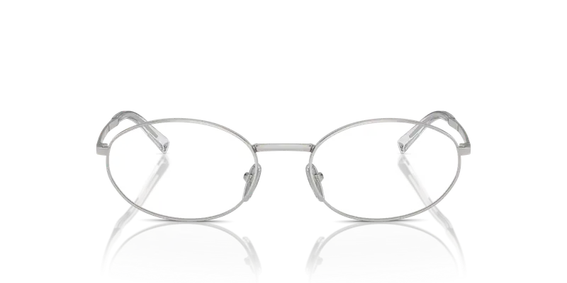 Prada Donna PR A57V 1BC1O1 Montature da vista Metallo Argento Trasparente Rotonda Normale miniatura 2