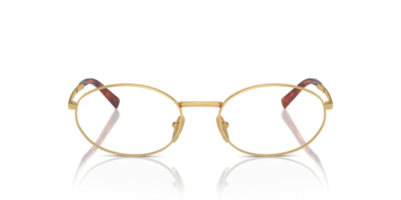 Prada Donna PR A57V 5AK1O1 Montature da vista Metallo Oro Trasparente Rotonda Normale miniatura 2