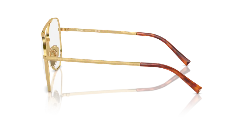 Prada Donna PR A58V 5AK1O1 Montature da vista Acciaio Oro Trasparente Geometrica Normale miniatura 3
