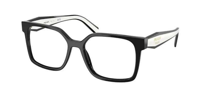 Prada Donna PR B03V  16K1O1 Montature da vista Acetato Nero Trasparente Squadrata Normale